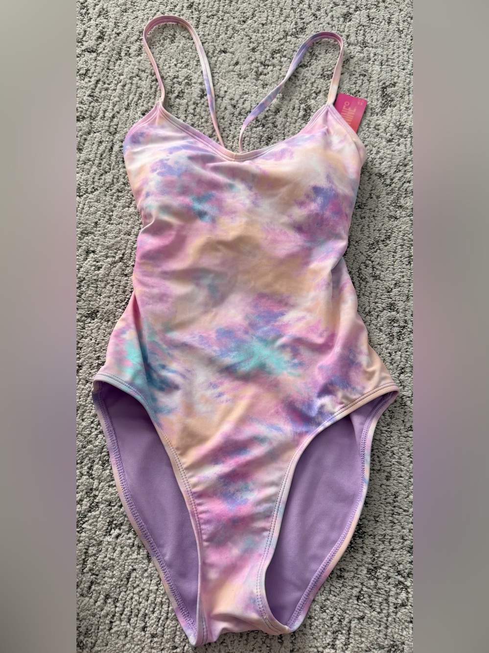 NWT Ninety-Nine Brand Pastel Tie-Dye Swimsuit in Lavender, Pink & Aqua Size X-Sm